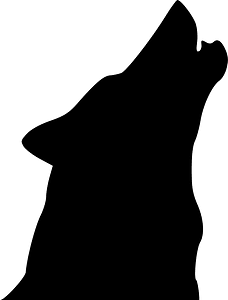 The head of a wolf howling