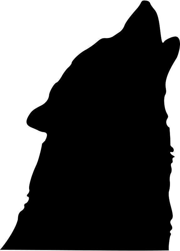 The head of a wolf howling