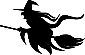 Witch on Broomstick Silhouette