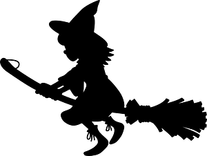 Witch is flying on her broomstick