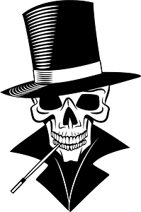 Skull with cylinder hat