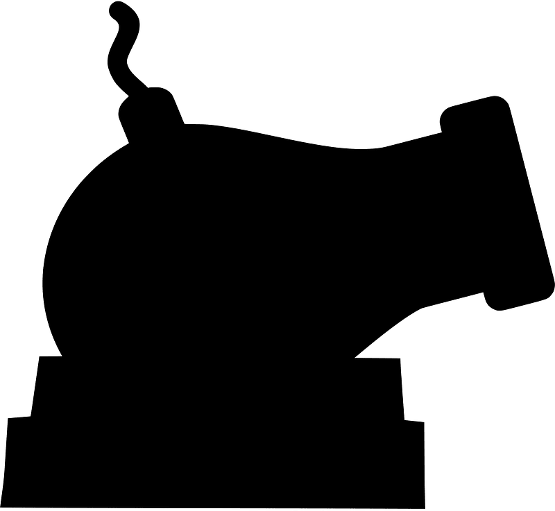 Bombard cannon with barrel up