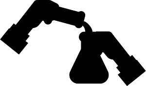 Chemical experiment with flasks