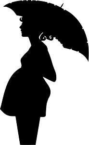 Pregnant woman under umbrella