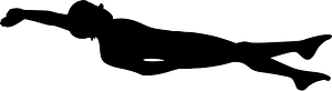Man is swimming with backstroke