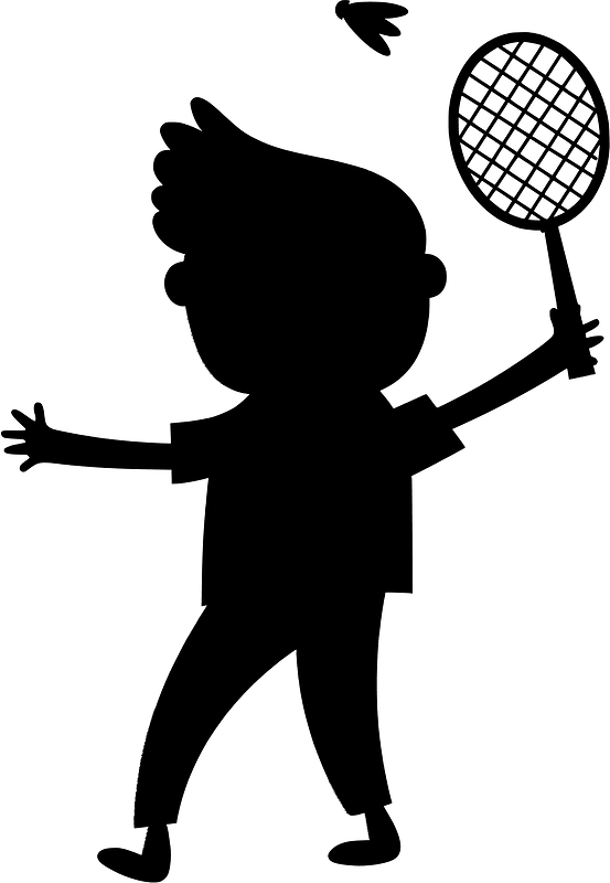 Boy playing badminton