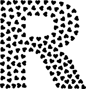 Valentine Hearts Alphabet Font R