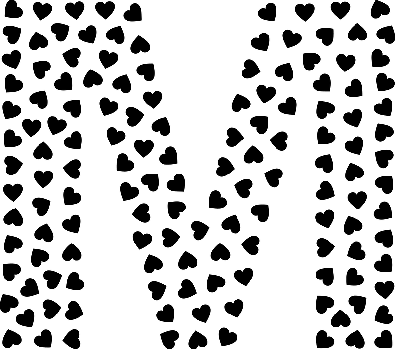 Valentine Hearts Alphabet Font M