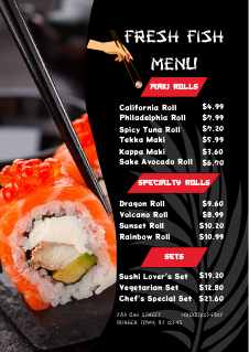 Sushi menu