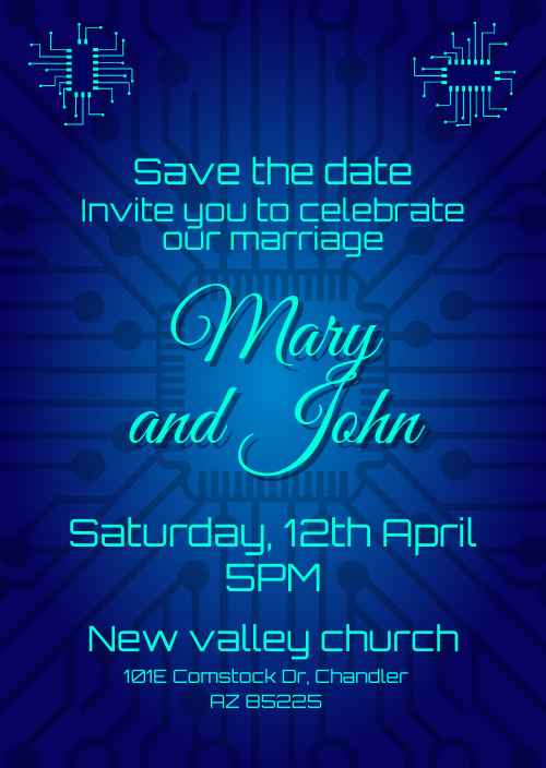Mariage invitation futuristic design style