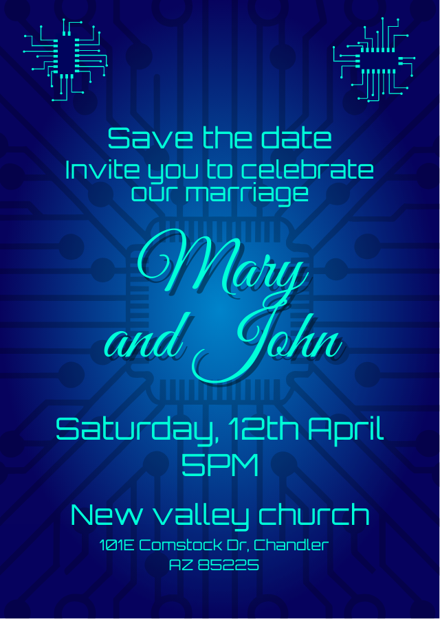 Mariage invitation futuristic design style
