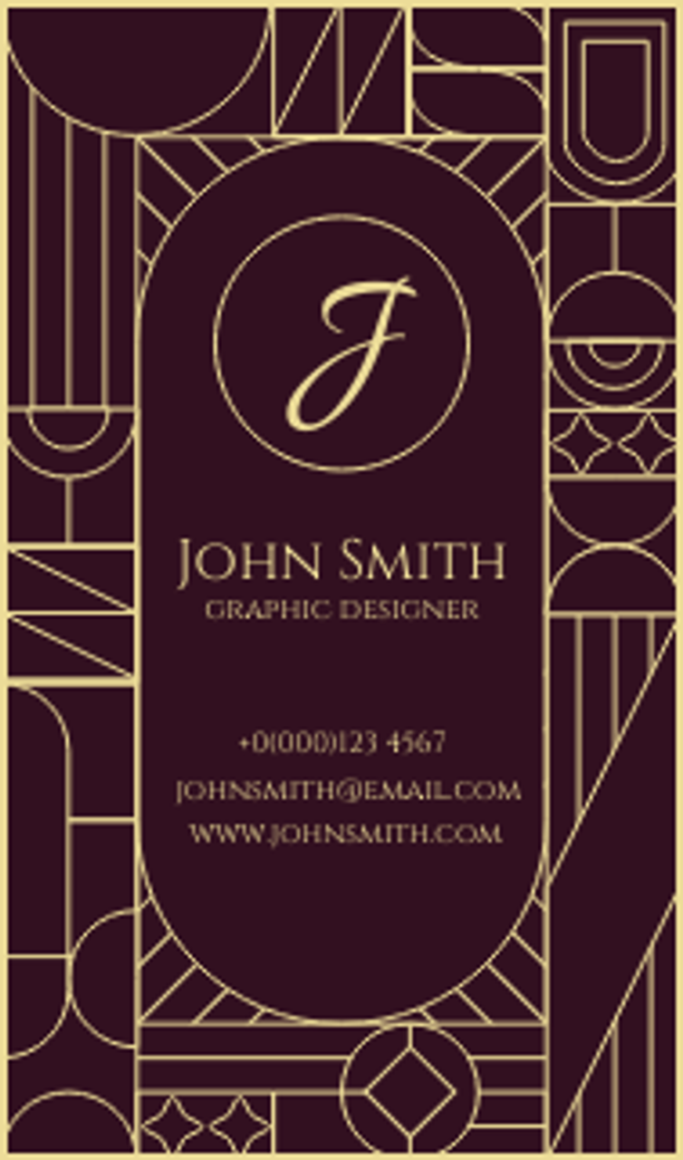 Business card art deco style (vertical)