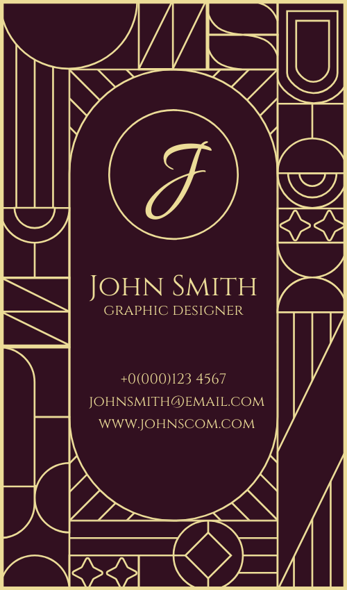 Business card art deco style (vertical)