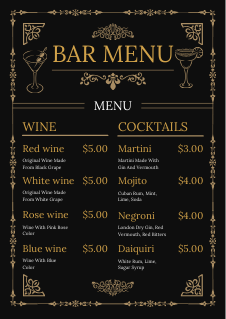Bar Menu