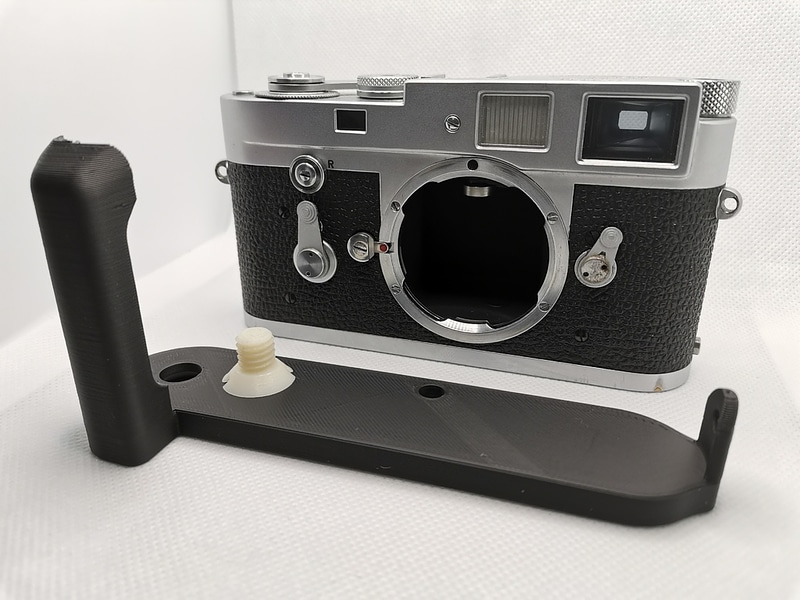 Leica M2 Hand Grip, Screws, and Viewfinder Hood