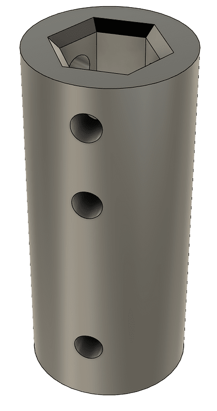 Adapter from 8mm CIM motor to 1/2 in hex axle