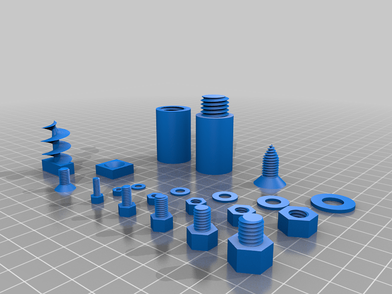 My Customized Screw Threads, Holes, Bolts, Nuts, and Rods Library