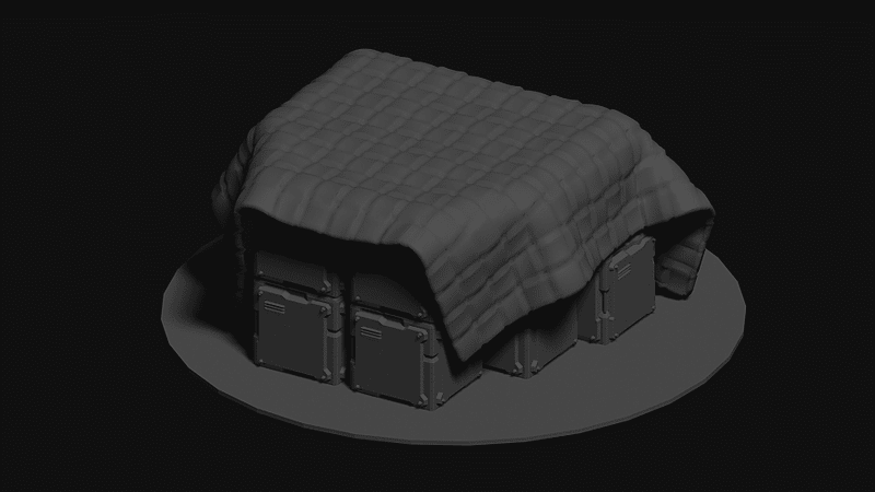 Scifi Crates with large & thick blanket covering terrain for 28mm