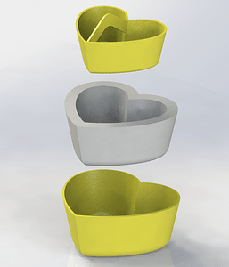 Heart Cement Pot Mold 11x4.5cm
