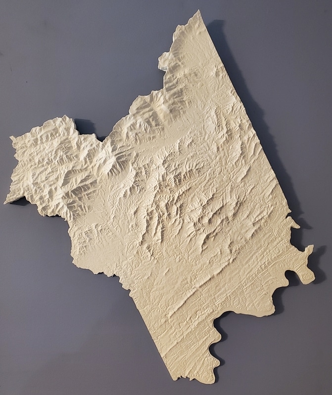 Central Virginia Counties Terrain Map