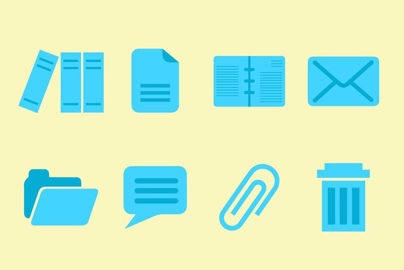 Blue office icons
