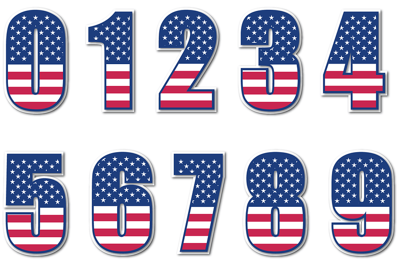 USA Flag Number Stickers