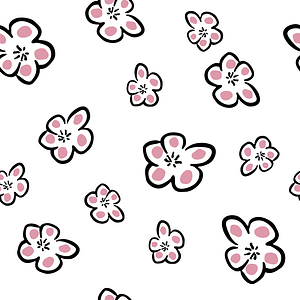 White Background Seamless Pattern with Flowers