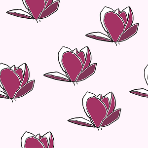 Pink Magnolia Seamless Pattern