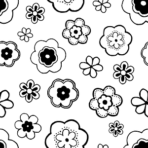 Black and White Flowers Seamless Pattern