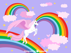 Winged Unicorn and rainbow