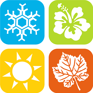 Winter, Spring, Summer, Fall, Season Icons