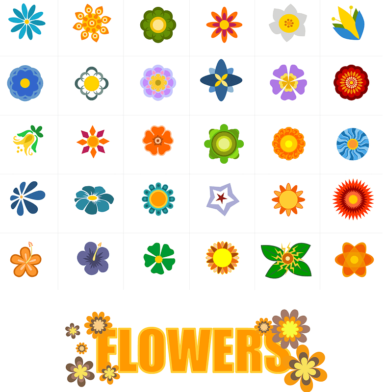 Set of Flowers Icons