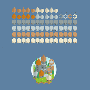 Hexagon tiles medieval buildings