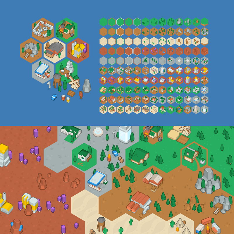 Hexagon game tiles