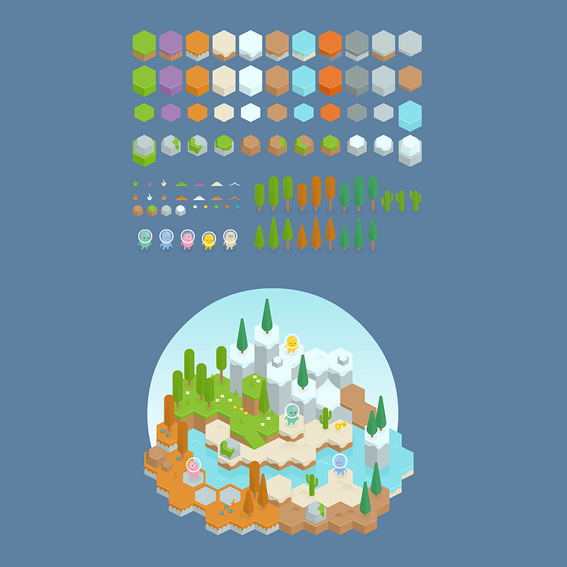Isometric hexagon tiles