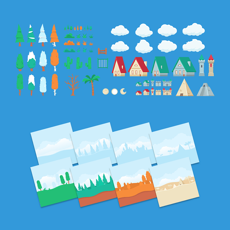 Trees, houses and castle