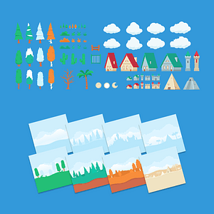 Trees, houses and castle