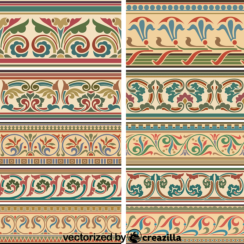 Bands of elaborate design in rich colours