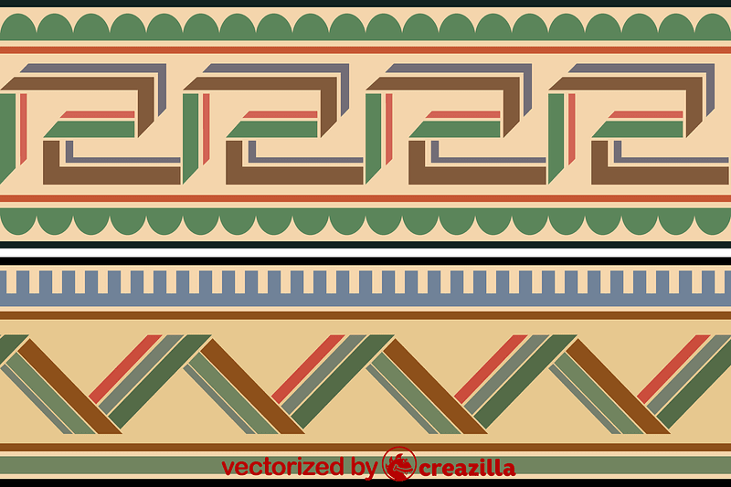 Bands and borders in rich colours upon light grounds