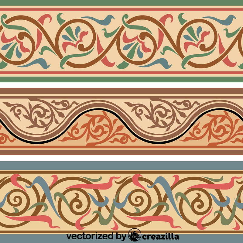 Bands and borders in rich colours upon light grounds