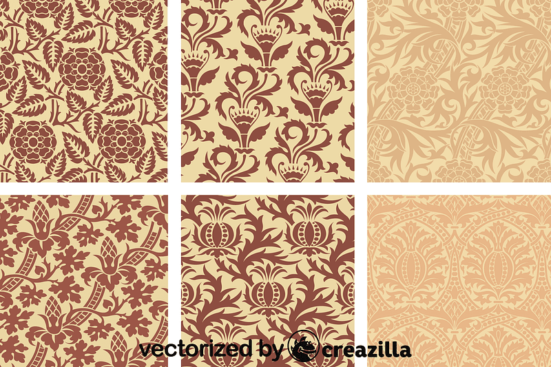 Brocade patterns in one colour upon a light ground