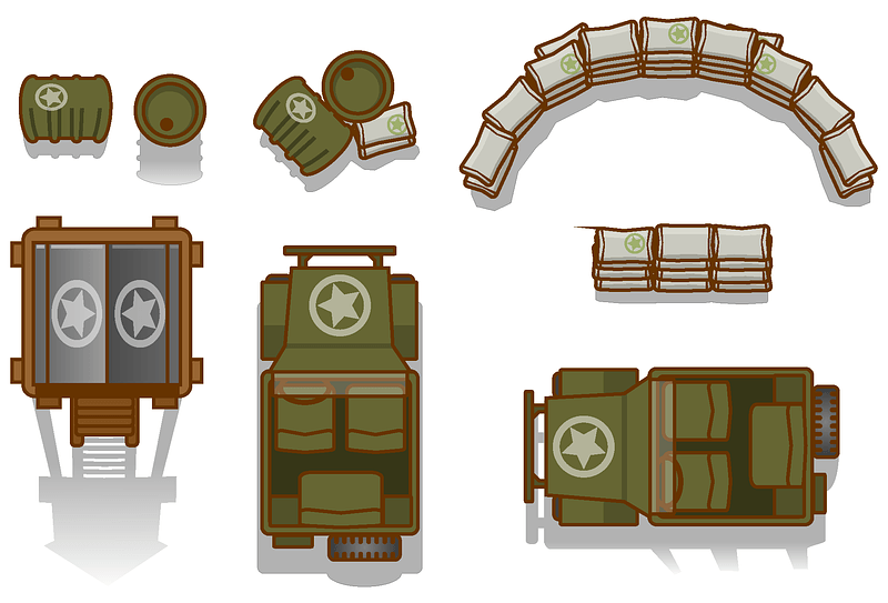 Top down game military assets