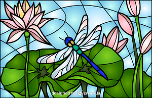 Dragonfly Stained Glass Style Illustration