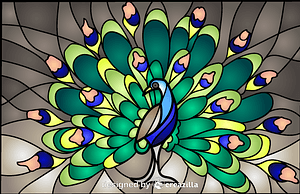 Peacock Stained Glass Style Illustration