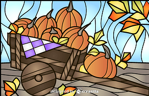 Pumpkins Stained Glass Style Illustration