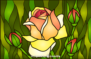 Rose Stained Glass Style Illustration