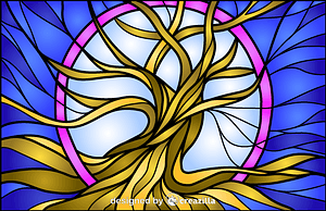 Tree Of Life Stained Glass Style Illustration