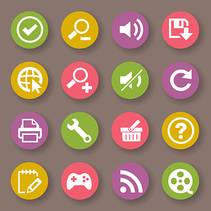 Done, Zoom, Sound On, Save, Start Over, Sound off, Printer, Settings, Bin, Question, Edit, Play, Wi Fi, Video Icons