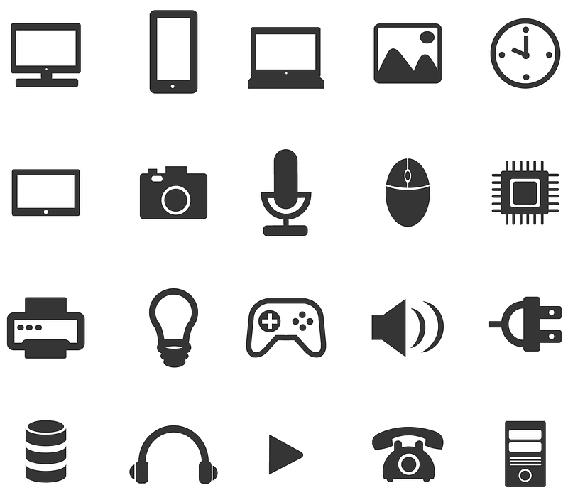 Black Icons PC, Game, Phone, Photo, Mobile