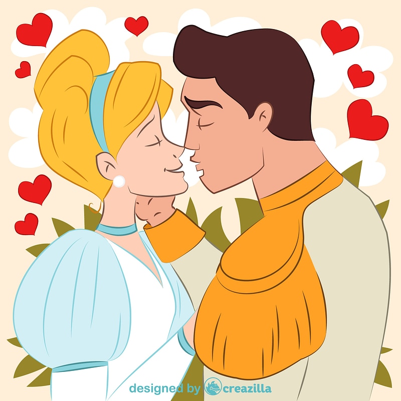 Prince kissing Сinderella